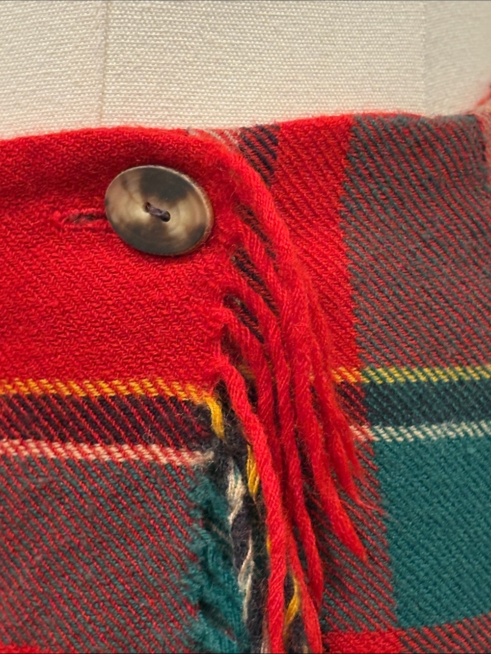 Vintage Ralph Lauren Country 90s Plaid Wool Woven Fringe Wrap Skirt size 6 - Picture 3 of 12